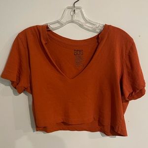 Urban Cropped Orange T-shirt Low Neck